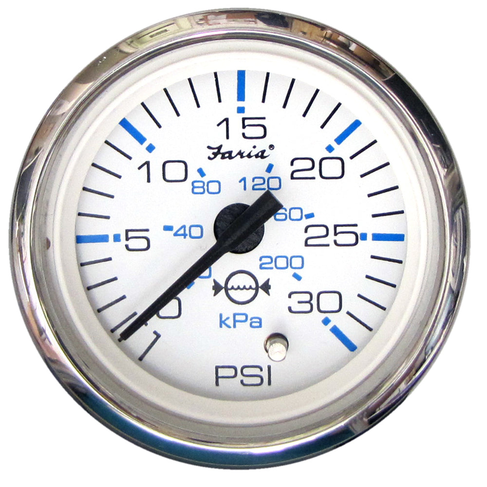Faria 13812 Chesapeake White SS 2" Water Pressure Gauge (30 PSI)