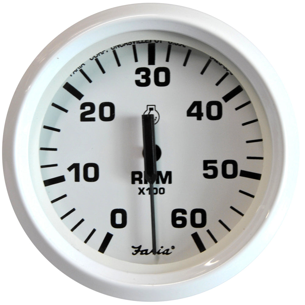 Faria 33103 Dress White 4" Tachometer - 6000 RPM (Gas) (Inboard I/O)