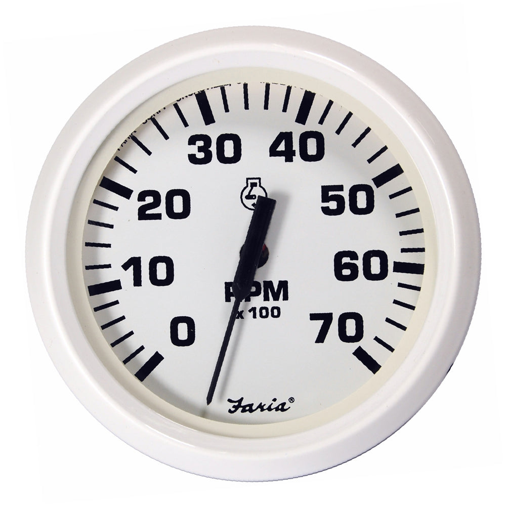 Faria 33104 Dress White 4" Tachometer - 7000 RPM (Gas) (All Outboards)
