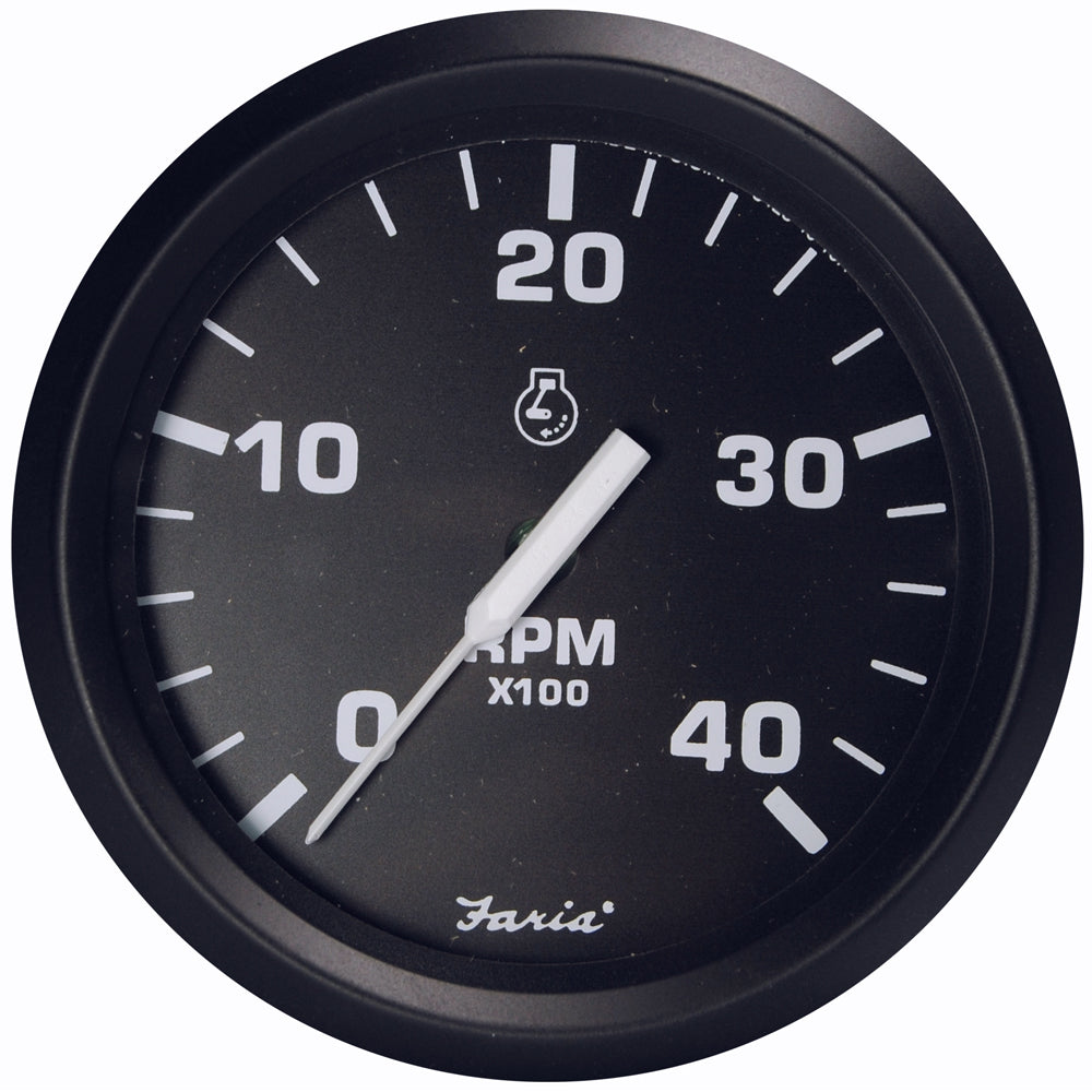 Faria 32803 Euro Black 4" Tachometer - 4000 RPM (Diesel - Magnetic Pick-Up)