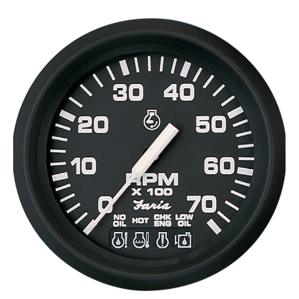 Faria 32850 Euro Black 4" Tachometer w/Systemcheck 7000 RPM (Gas) f/ Johnson / Evinrude Outboard)