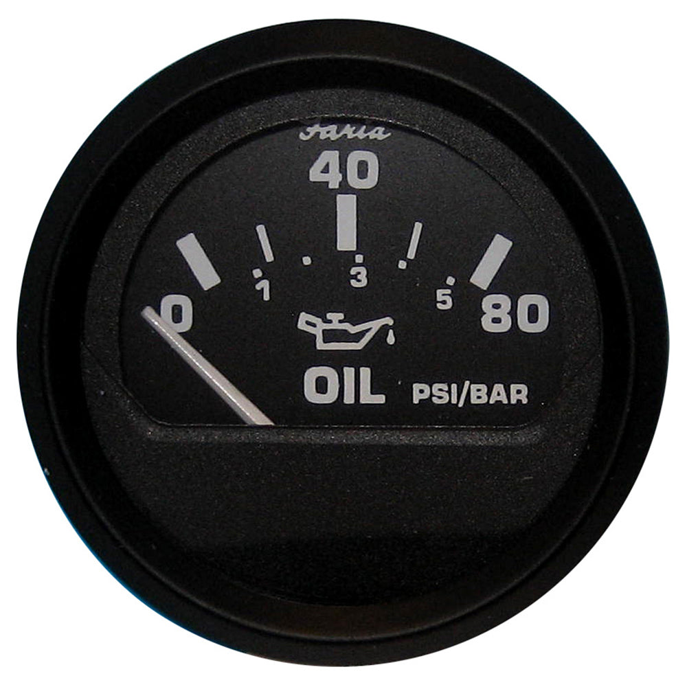 Faria 12803 Euro Black 2" Oil Pressure Gauge (80 PSI)