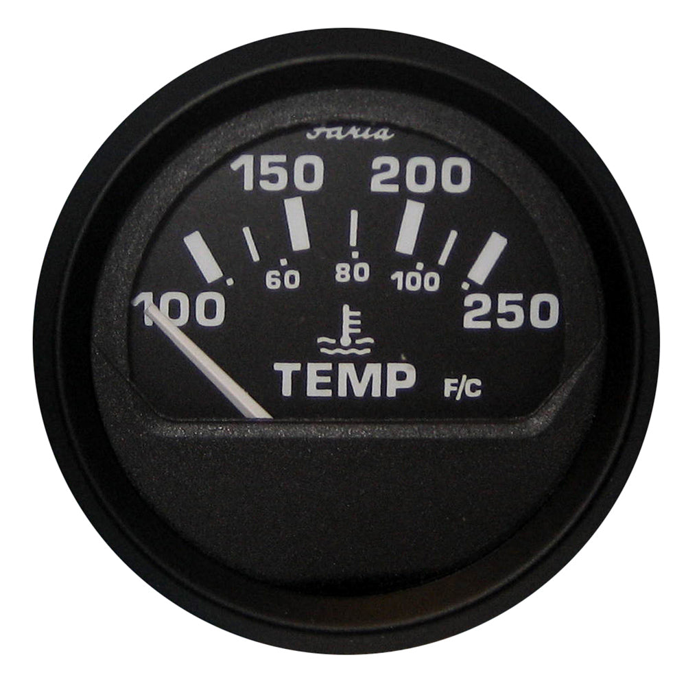 Faria 12812 Euro Black 2" Water Temperature Gauge (100-250 DegreeF)