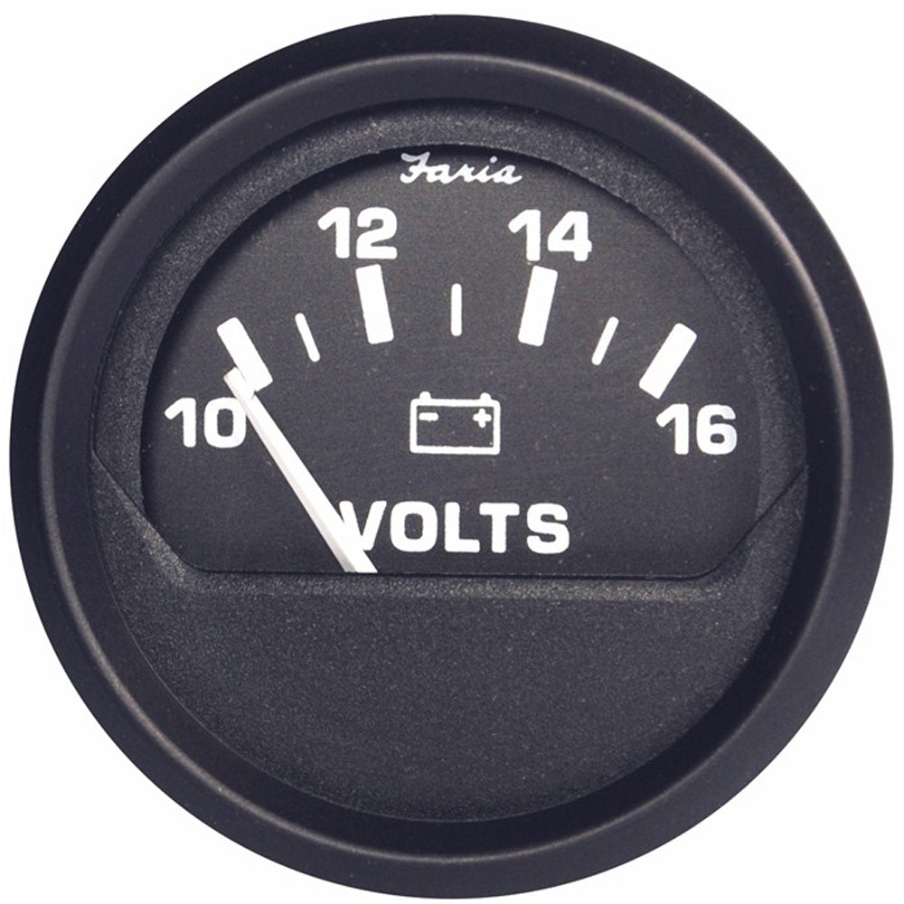 Faria 12821 Euro Black 2" Voltmeter (10-16 V)