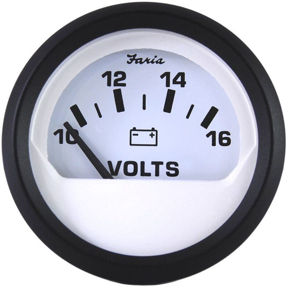 Faria 12911 Euro White 2" Voltmeter (10-16 VDC)