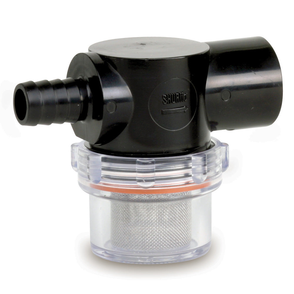 Shurflo by Pentair 255-323 Twist-On Water Strainer - 1/2" Barb Inlet - Clear Bowl
