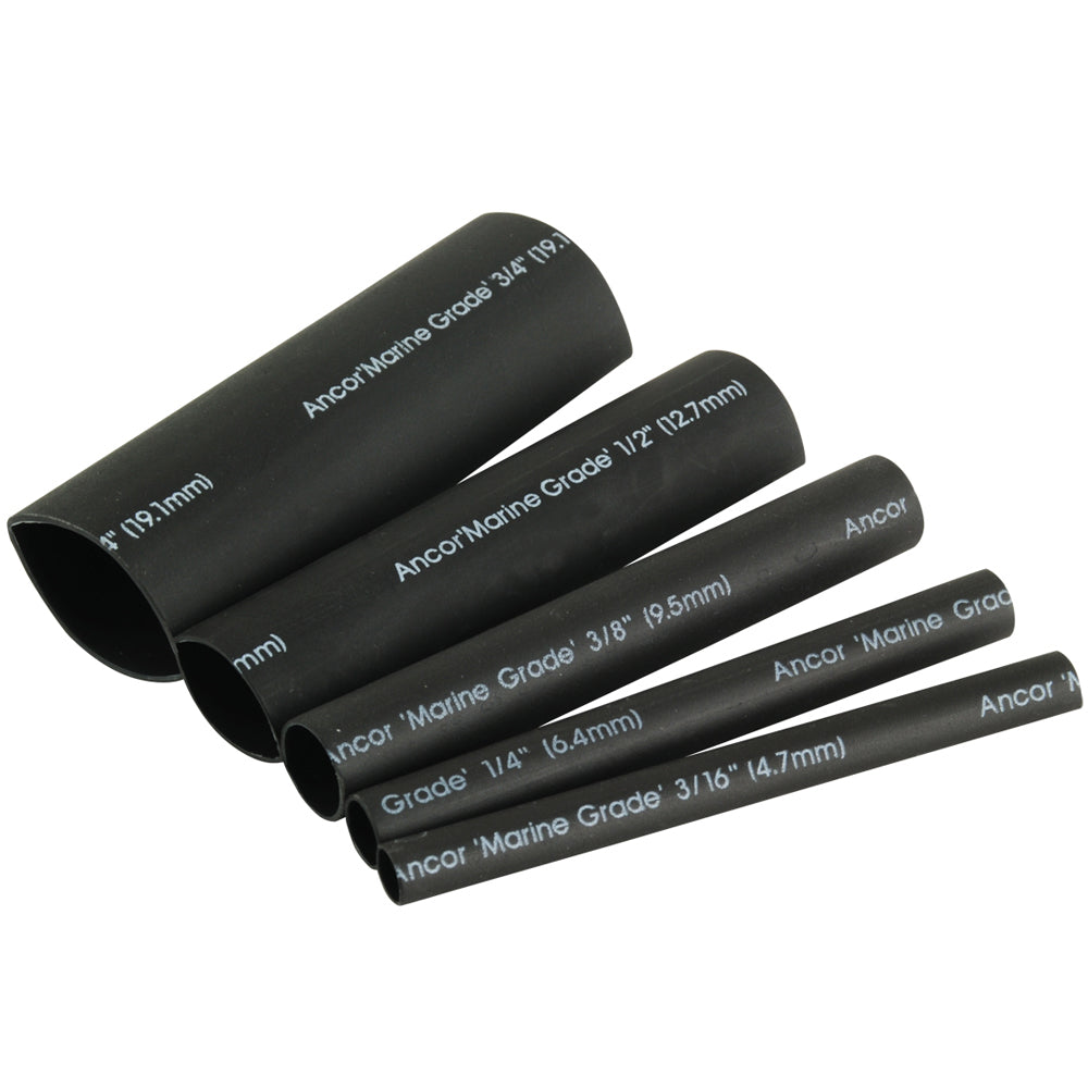 Ancor 301503 Adhesive Lined Heat Shrink Tubing Kit - 8-Pack, 3", 20 to 2/0 AWG, Black