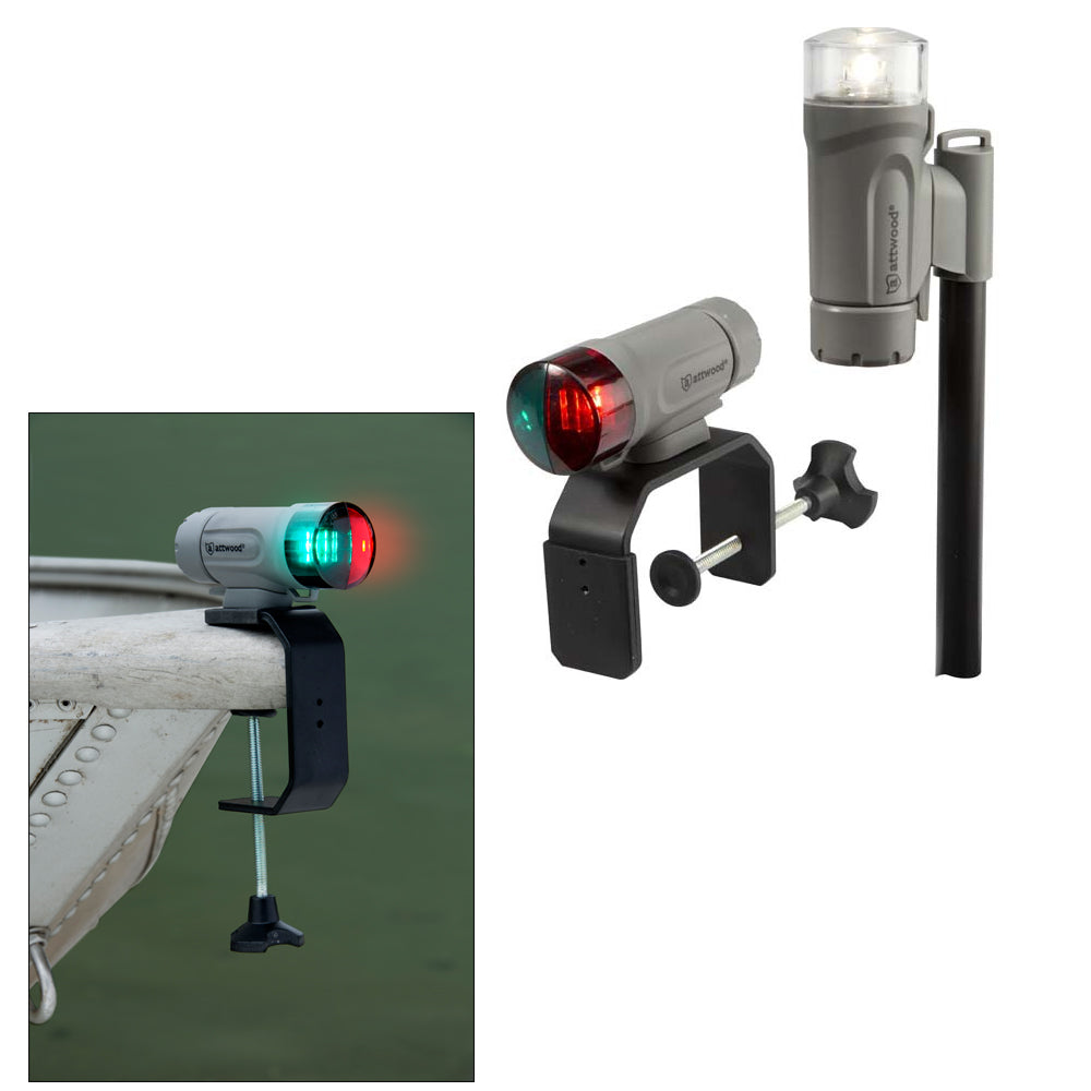 Attwood 14194-7 PaddleSport Portable Navigation Light Kit - C-Clamp, Screw Down or Adhesive Pad - Gray