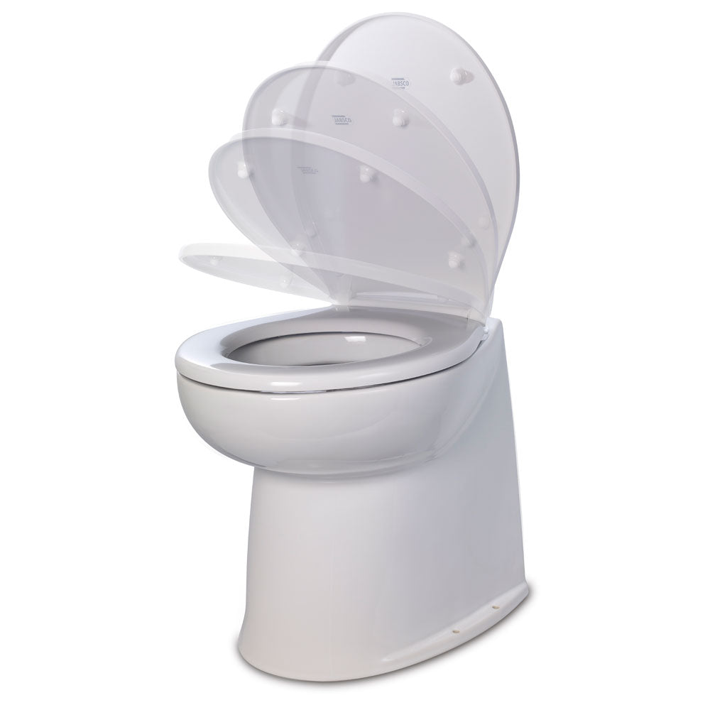 Jabsco 58040-3012 17" Deluxe Flush Fresh Water Electric Toilet w/Soft Close Lid - 12V