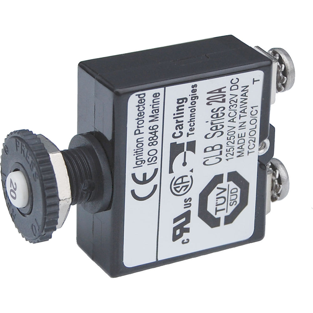 Blue Sea 2134 Push Button Reset Only Screw Terminal Circuit Breaker - 20 Amps