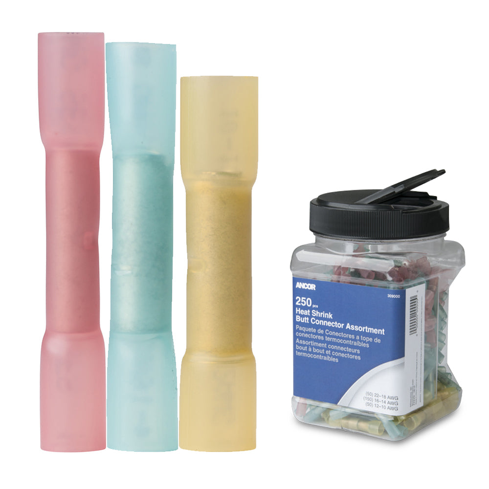 Ancor 309000 Heat Shrink Butt Connector Multi-Pack - 250-Piece - Jar