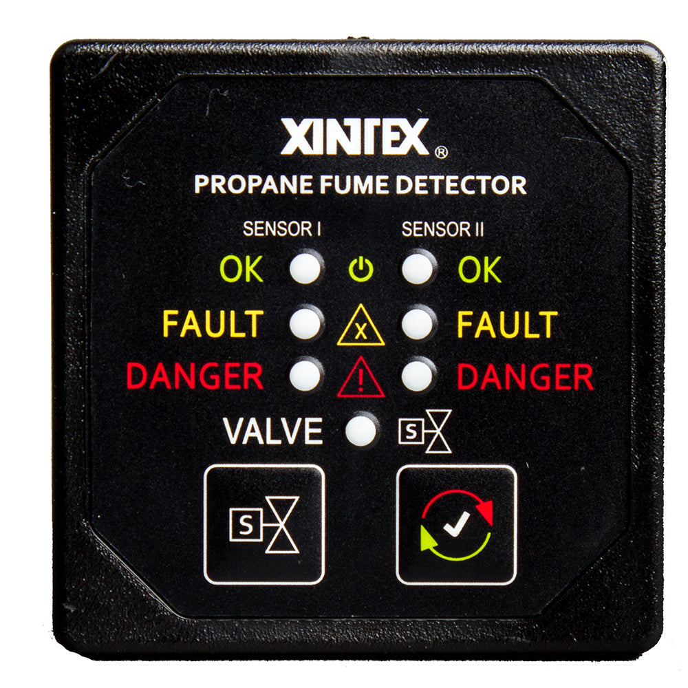 Fireboy-Xintex P-2BNV-R Propane Fume Detector w/2 Plastic Sensors - No Solenoid Valve - Square Black Bezel Display