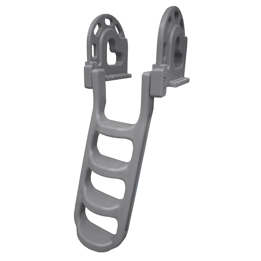 Dock Edge DE2084F Stand-Off Flip-Up Polyethylene Roto Molded 4-Step Dock Ladder - Grey