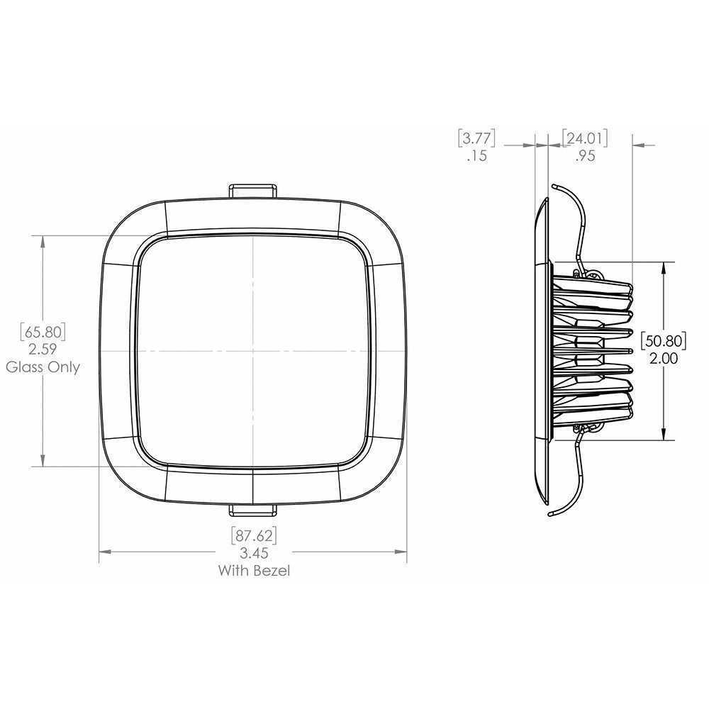 Lumitec 116118 Square Mirage Down Light - White Dimming, Red/Blue Non-Dimming - Polished Bezel