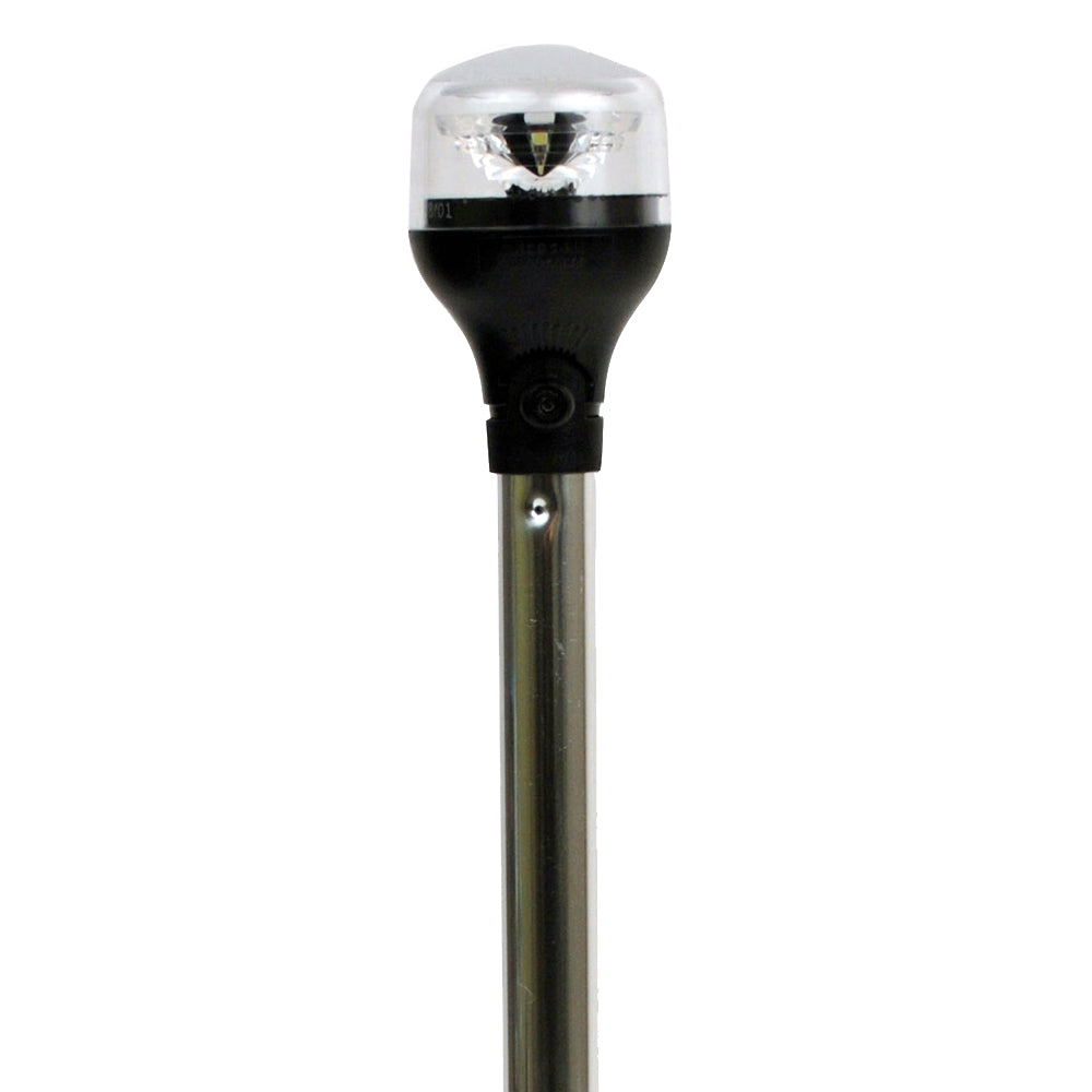 Attwood 5557-PV12A7 LightArmor All-Around Light - 12" Aluminum Pole - Black Vertical Composite Base w/Adapter
