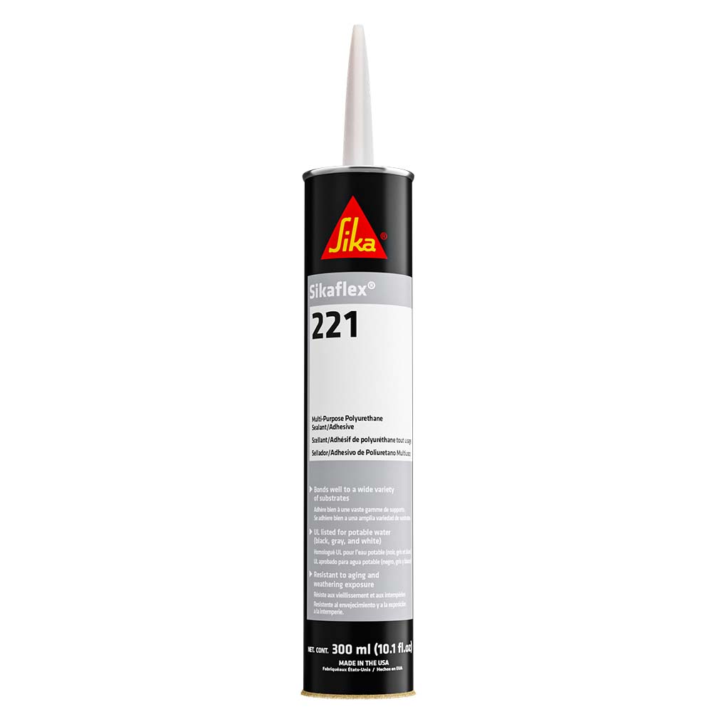 Sika 90892 Sikaflex 221 Multi-Purpose Polyurethane Sealant/Adhesive - 10.3oz(300ml) Cartridge - Aluminum Gray