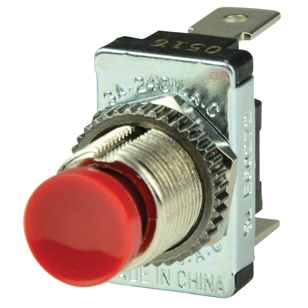BEP 1001401 Red SPST Momentary Contact Switch - OFF/(ON)