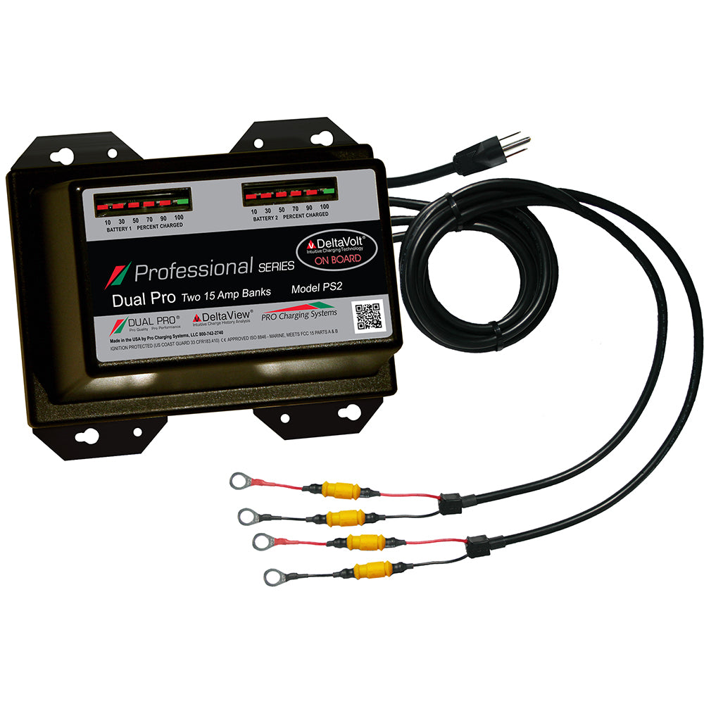 Dual Pro PS2 Professional Series Battery Charger - 30A - 2-15A-Banks - 12V/24V
