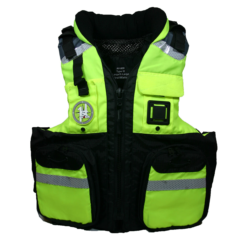 First Watch AV-800-HV-L/XL AV-800 Four Pocket Flotation Vest - Hi-Vis Yellow - Large to XL