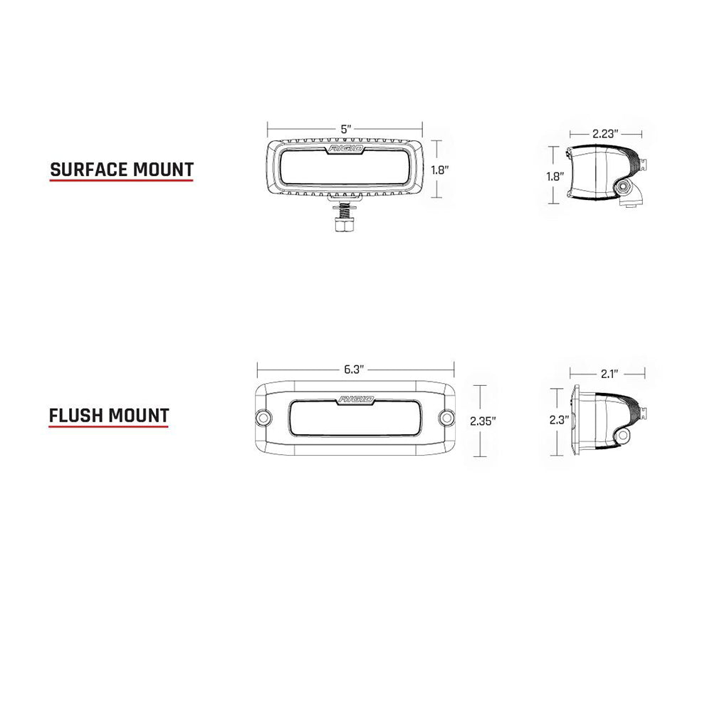RIGID Industries 980023 SR-Q PRO Back Up Light Kit - Surface Mount Diffused - Pair - Black