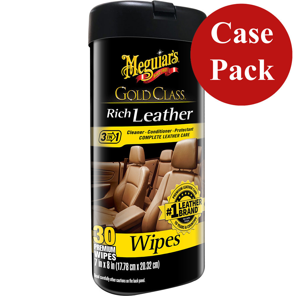 Meguiars G10900CASE Gold Class Rich Leather Cleaner Conditioner Wipes *Case of 6*