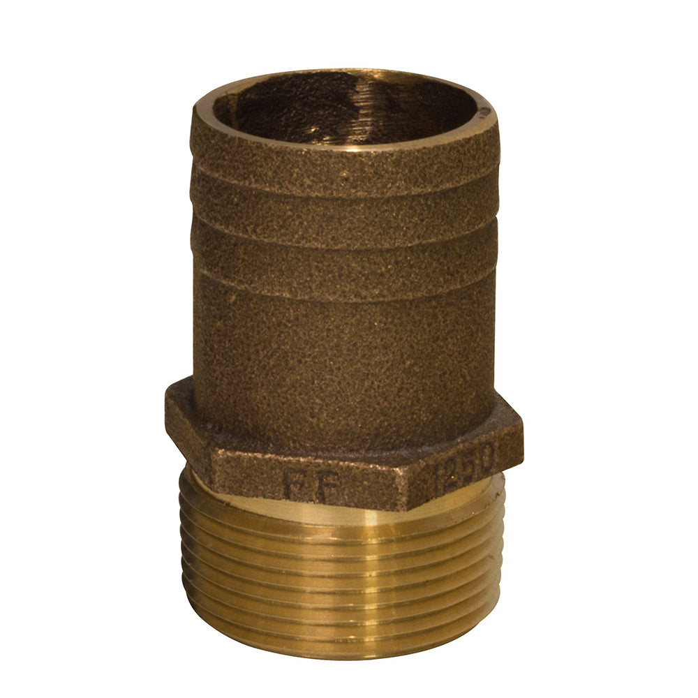 GROCO FF-1250 1-1/4" NPT x 1-1/2" Bronze Full Flow Pipe to Hose Straight Fitting
