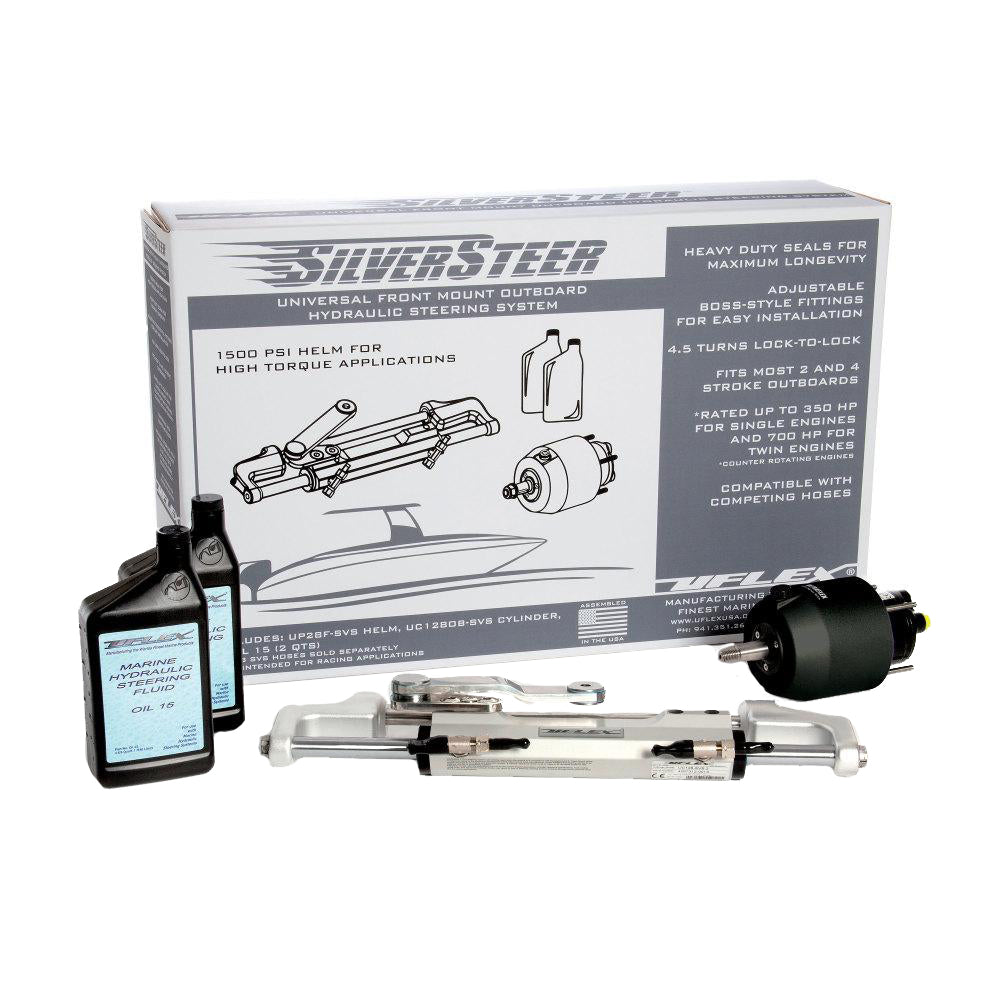 Uflex SILVERSTEER1.0B SilverSteer Universal Front Mount Outboard Hydraulic Steering System w/ UC128-SVS-1 Cylinder