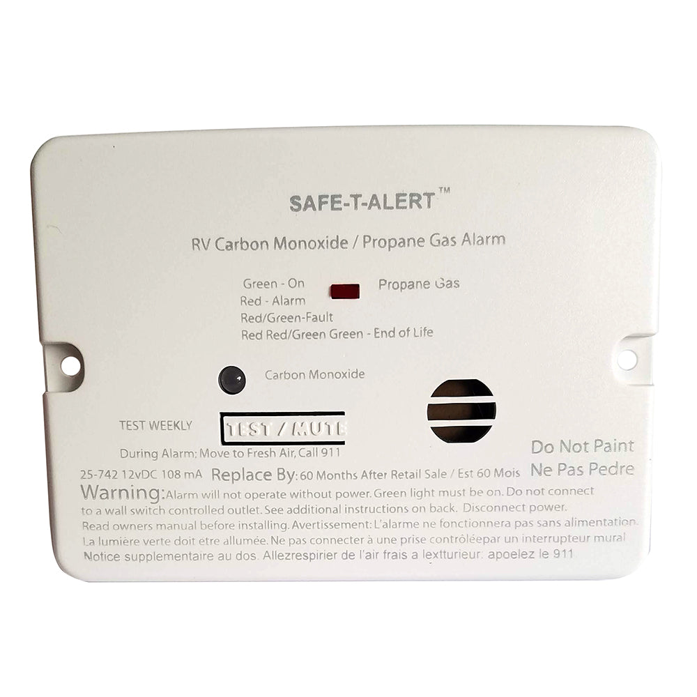 Safe-T-Alert 25-742-WHT Combo Carbon Monoxide Propane Alarm - Flush Mount - Mini - White