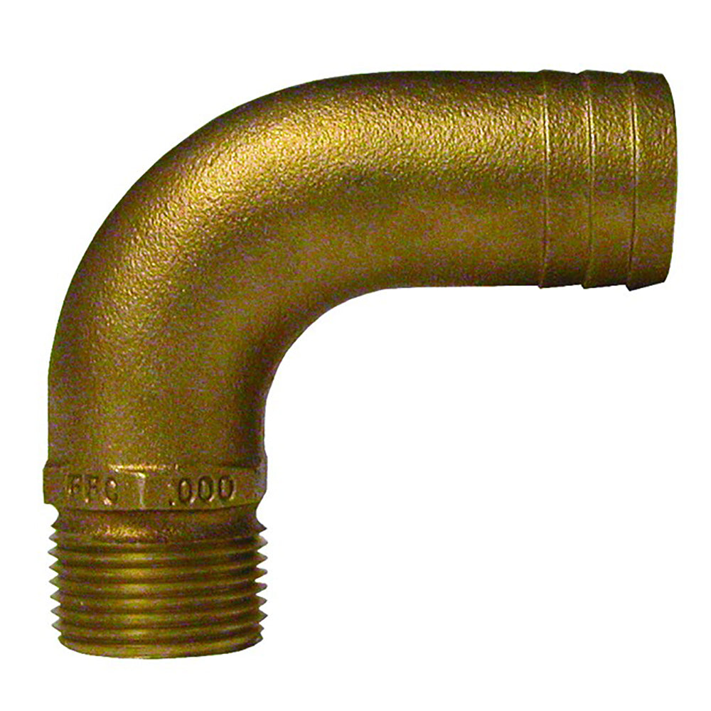 GROCO FFC-500 1/2" NPT x 3/4" ID Bronze Full Flow 90 Elbow Pipe to Hose Fitting