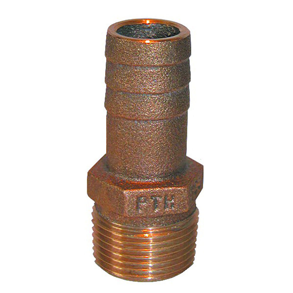 GROCO PTH-500 1/2" NPT x 1/2" ID Bronze Pipe to Hose Straight Fitting