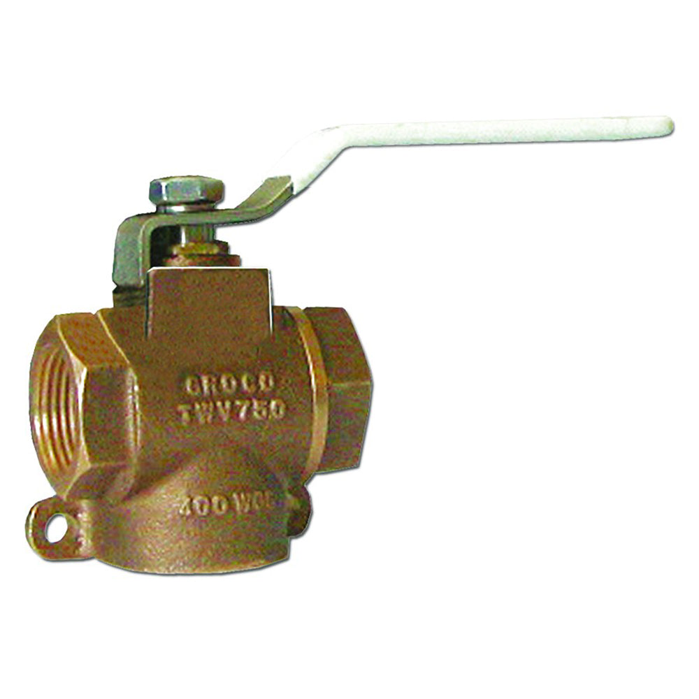GROCO TWV-1500 1-1/2" NPT Bronze 3-Way Valve