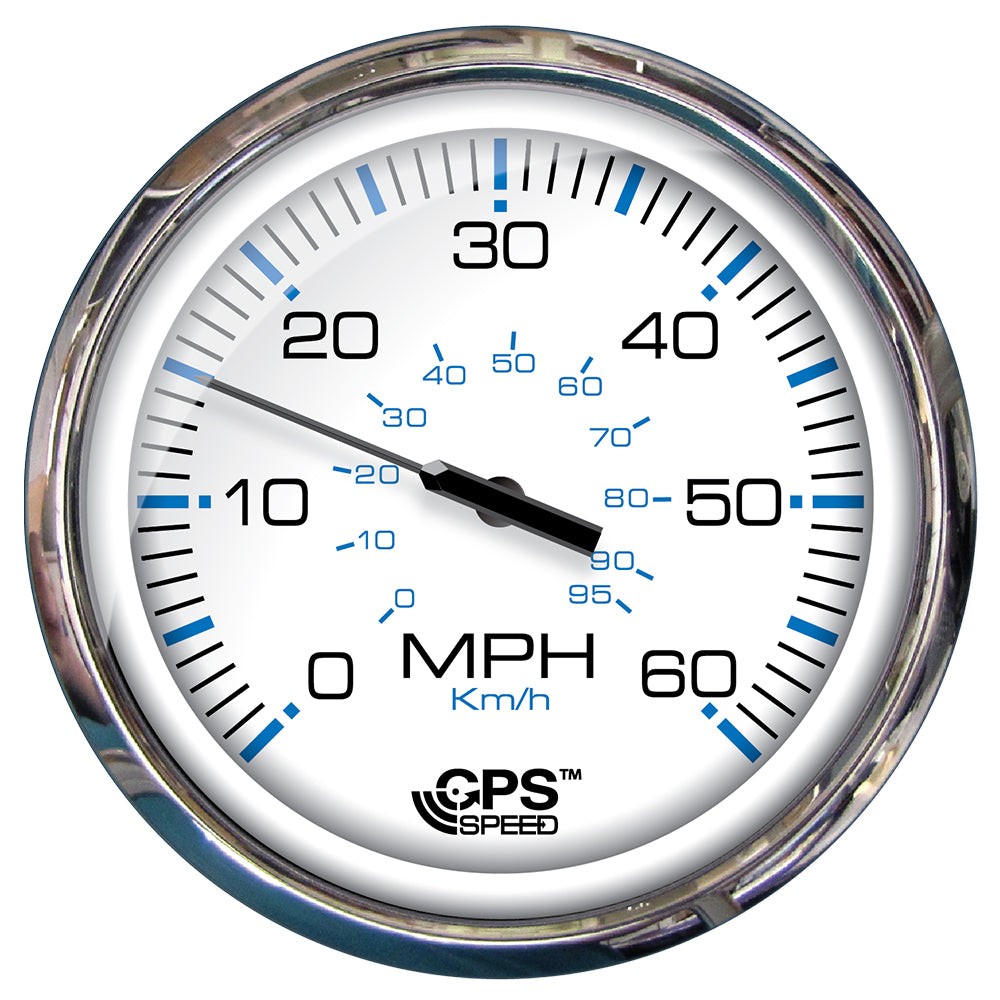 Faria 33861 Chesapeake White SS 5" Speedometer - 60 MPH (GPS)(Studded)