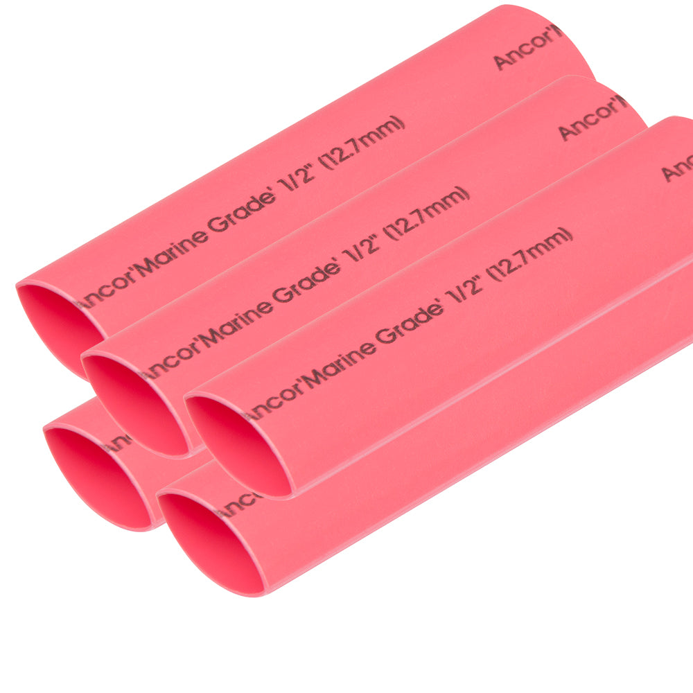 Ancor 305606 Heat Shrink Tubing 1/2" x 6" - Red - 5 Pieces