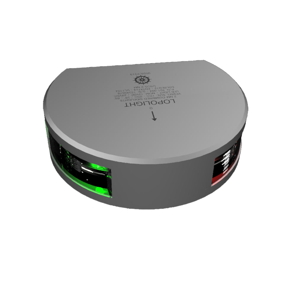 Lopolght Series 201-004 - Starboard Port Sidelight - 2NM - Vertical Mount - Green/Red - Silver Housing