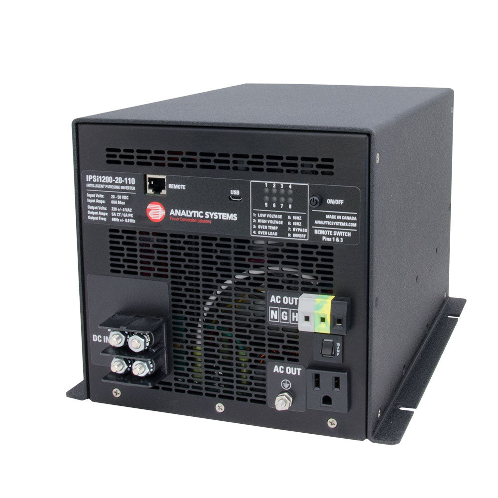 Analytic Systems IPSI1200-20-110 AC Intelligent Pure Sine Wave Inverter 1200W, 20-40V In, 110V Out