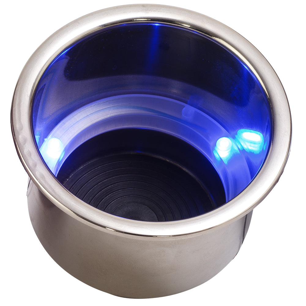 Sea-Dog 588074-1 LED Flush Mount Combo Drink Holder w/Drain Fitting - Blue LED