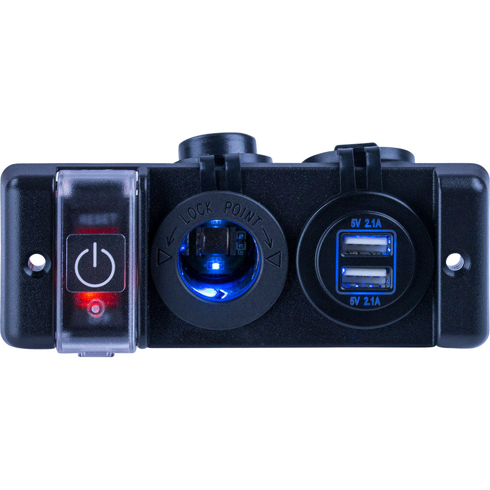 Sea-Dog 426506-1 Double USB Power Socket Panel w/Breaker Switch