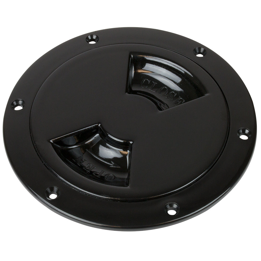 Sea-Dog 336345-1 Quarter-Turn Smooth Deck Plate w/Internal Collar - Black - 4"