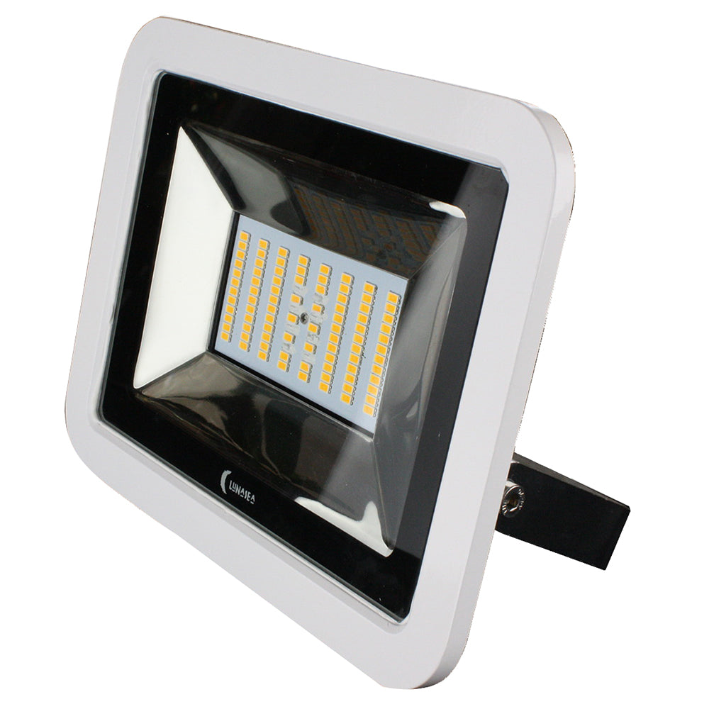 Lunasea LLB-36MN-41-00 35W Slimline LED Floodlight, 120/240VAC Only, Cool White, 4500 Lumens, 3 Cord - White Housing