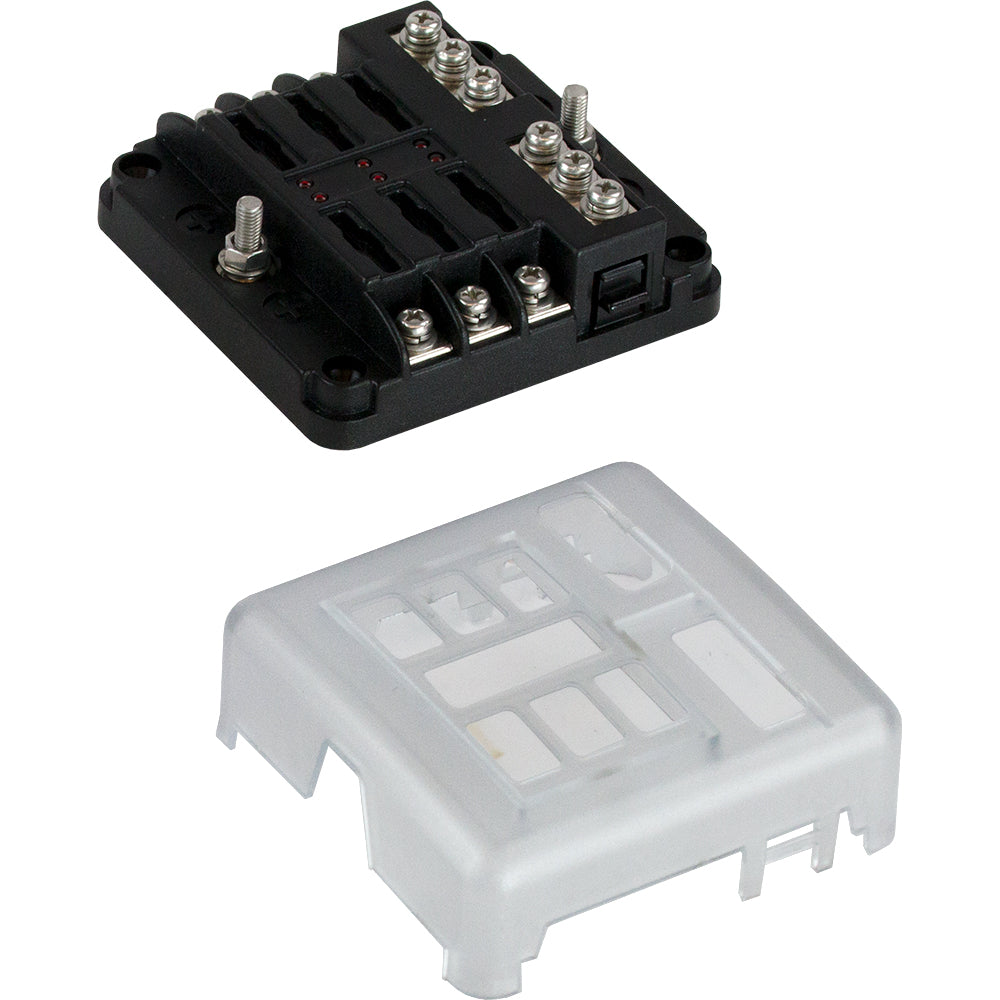 Sea-Dog 445185-1 Blade Style LED Indicator Fuse Block w/Negative Bus Bar - 6 Circuit