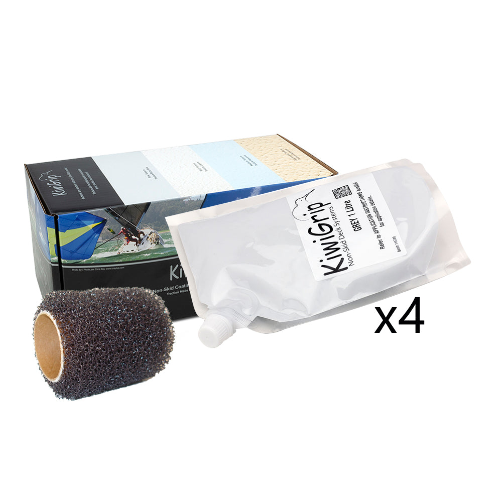 KiwiGrip KG-4GP-R 4 - 1 Liter Pouches - Grey w/4" Roller