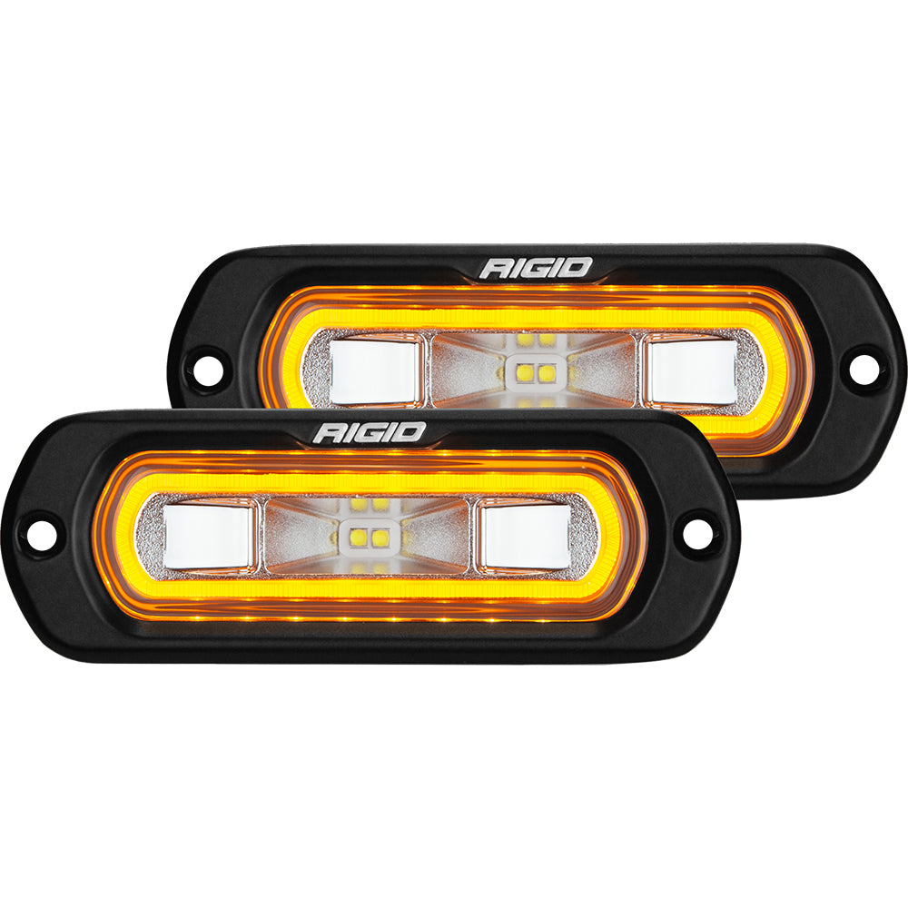 RIGID Industries 53223 SR-L Series Flush Mount Spreader Light - Black Housing - Amber Halo