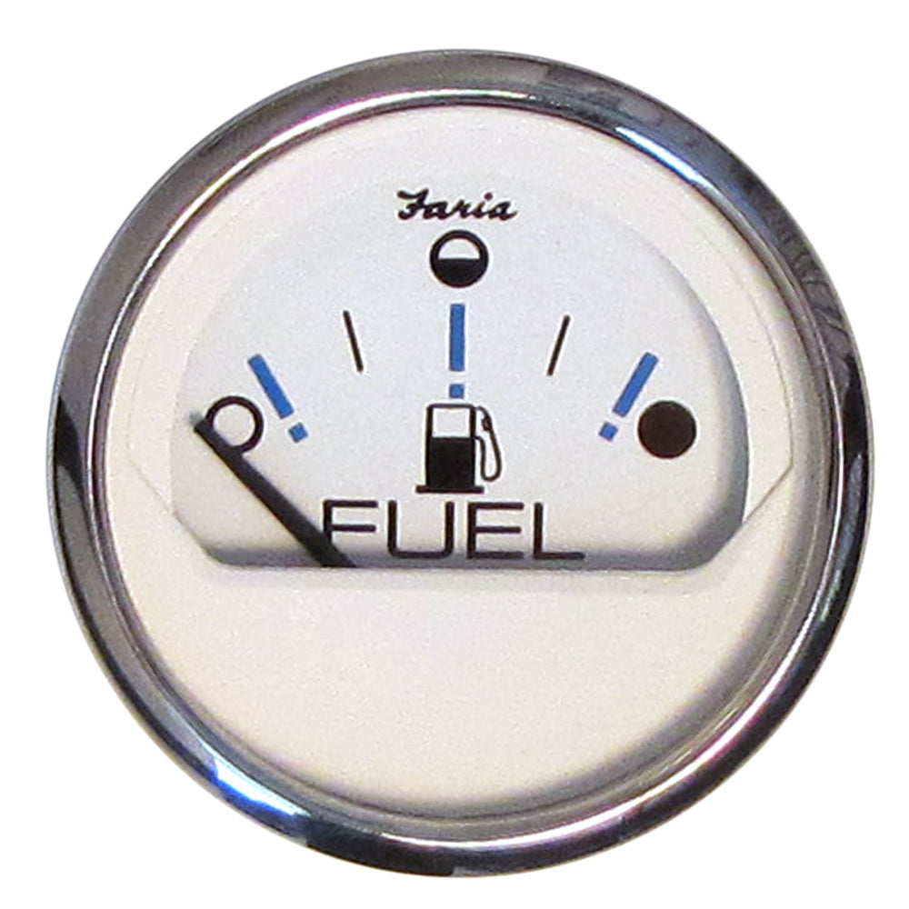 Faria 13818 Chesapeake White SS 2" Fuel Level Gauge - Metric (E-1/2-F)