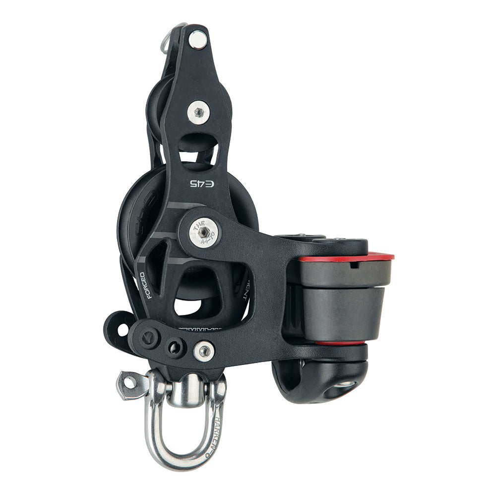 Harken 6234 45mm Single Aluminum Element Fiddle Block w/Swivel, Becket 150 Cam Cleat