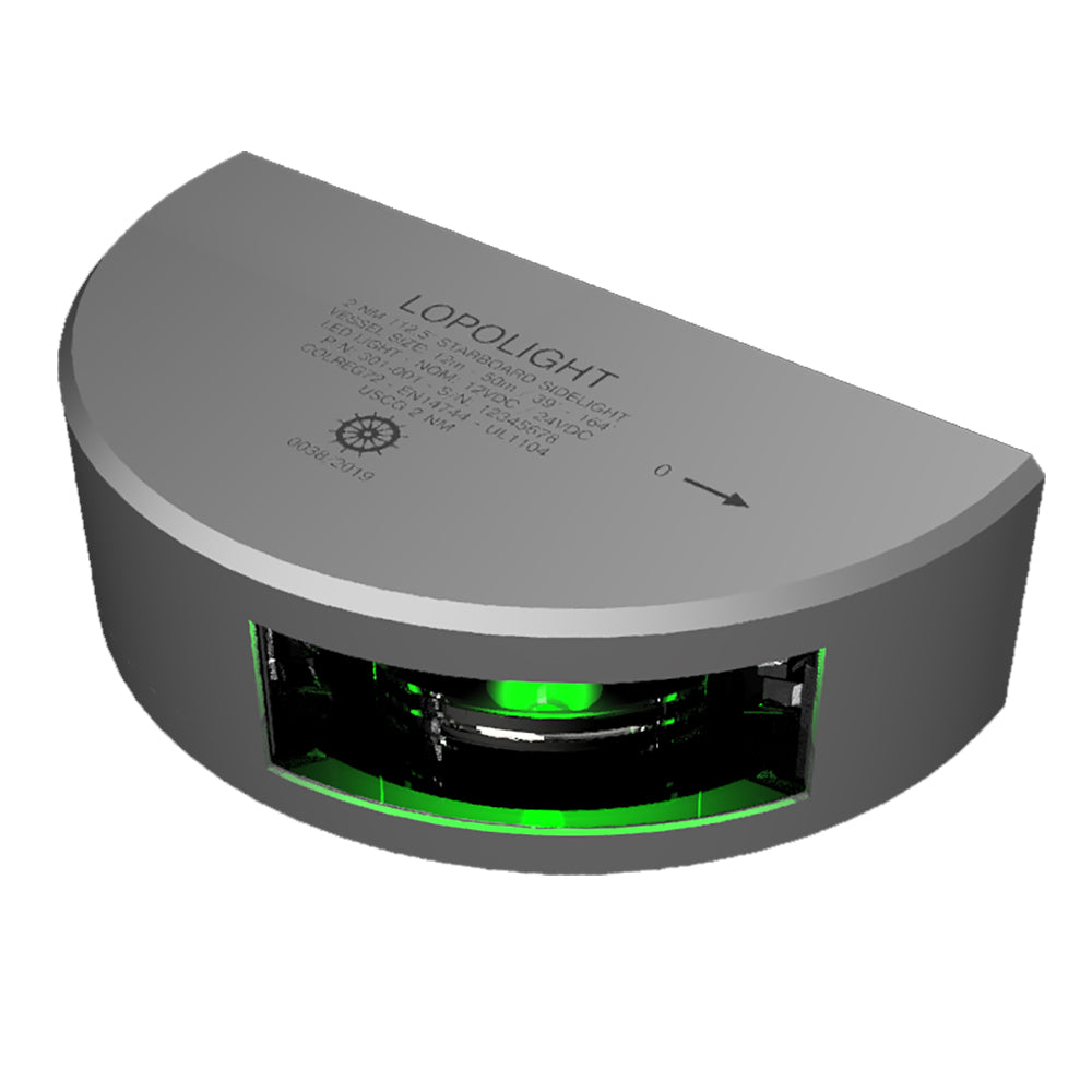 Lopolight 301-001-6M Series 301-001 - Navigation Light - 2NM - Vertical Mount - Green - Silver Housing - 6M Cable