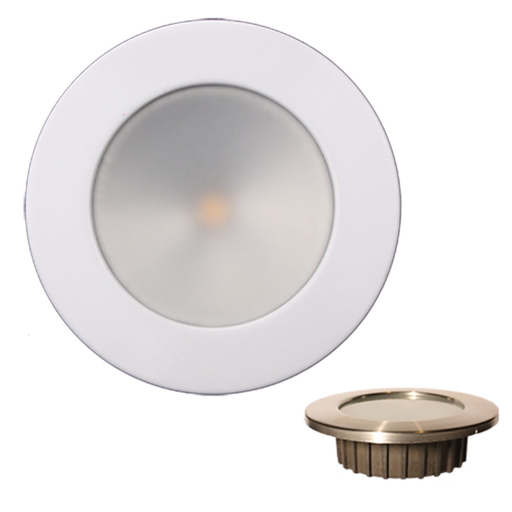Lunasea LLB-46WW-0A-WH ZERO EMI Recessed 3.5 LED Light - Warm White w/White Stainless Steel Bezel - 12VDC