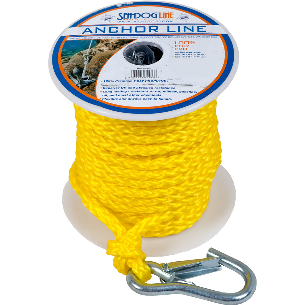 Sea-Dog 304210075YW-1 Poly Pro Anchor Line w/Snap - 3/8" x 75 - Yellow