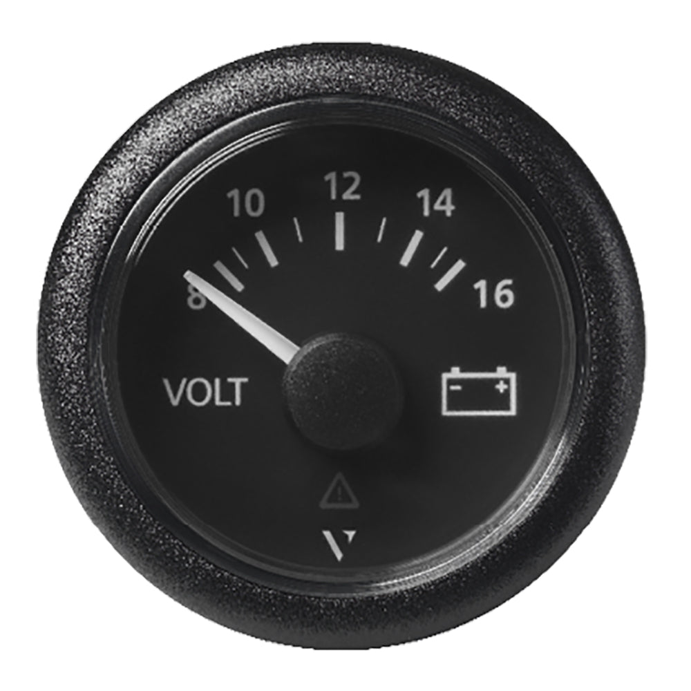 Veratron A2C59512545 52 MM (2-1/16") ViewLine Voltmeter - 8 to16V - Black Dial Bezel