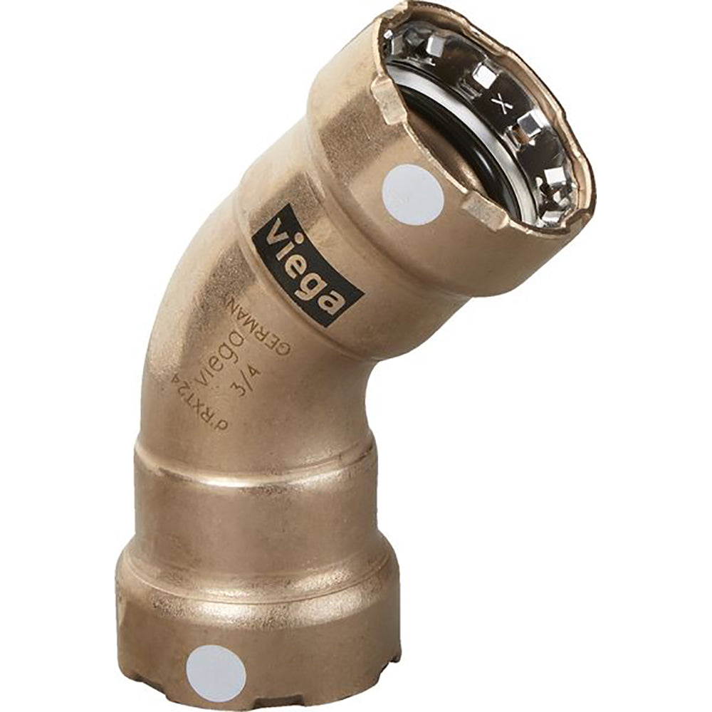 Viega 88095 MegaPress 3/4" 45 Copper Nickel Elbow - Double Press Connection - Smart Connect Technology