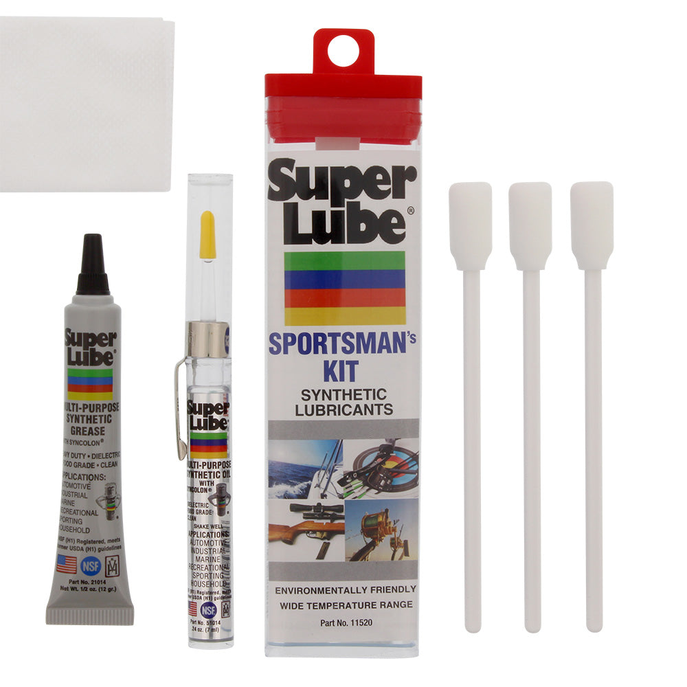 Super Lube 11520 Sportsman's Kit Synthetic Lubricants w/Oil, Grease, Cleaning Cloth Foam Swabs